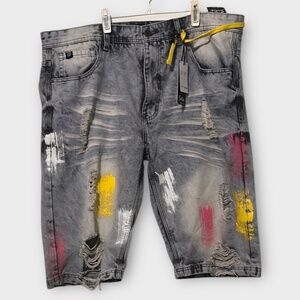 NWT Sitch Remarkable Paint Splatter Denim Short Size 40